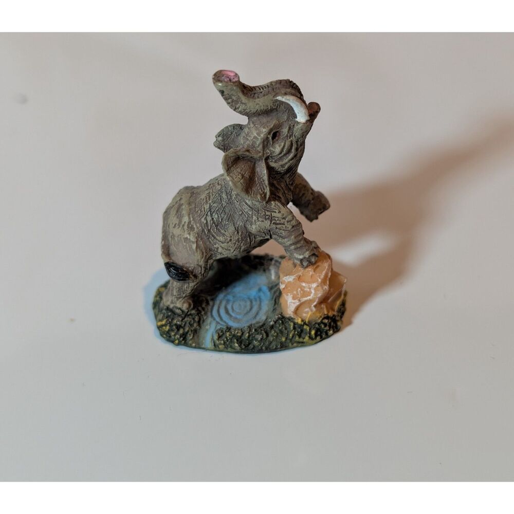 Vintage Resin Elephant Figurine  – Trunk Up Good Luck – Pride Style Decor